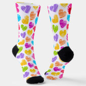Happy Valentines Girly Vibranly Doodled Herzname Socken (Gewinkelt)