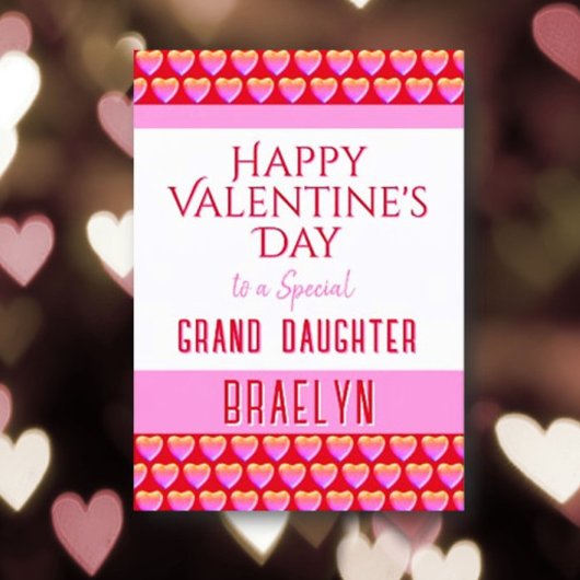 Happy Valentine's Grand-Daughter-Karte Feiertagskarte