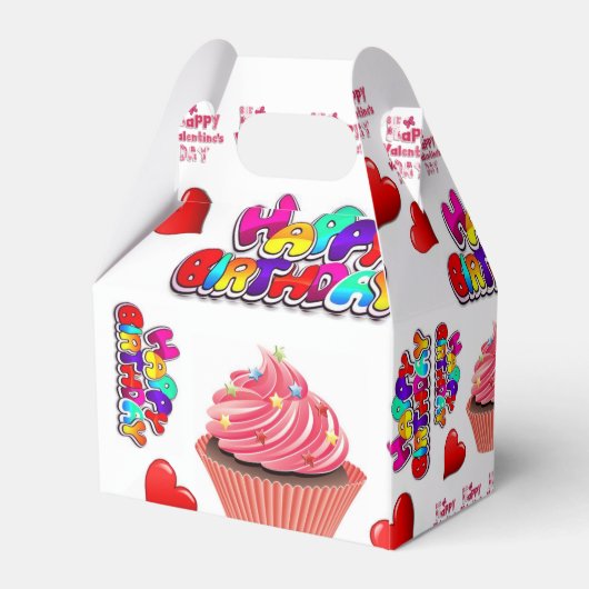 Happy Valentine's Happy Birthday Gable Favor Box Geschenkschachtel (Rückseite)