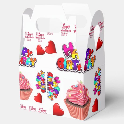 Happy Valentine's Happy Birthday Gable Favor Box Geschenkschachtel (Geöffnet)