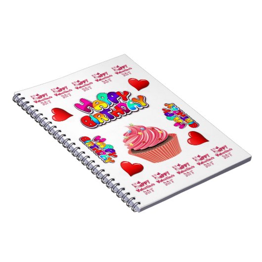 Happy Valentine's Happy Birthday Notebook Notizblock (Rechte Seite)