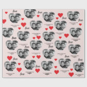 Happy Valentine's Heart Foto Rosa & Rot Geschenkpapier (Flach)
