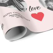 Happy Valentine's Heart Foto Rosa & Rot Geschenkpapier (Rolleneckpunkt)