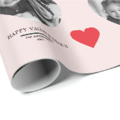 Happy Valentine's Heart Foto Rosa & Rot Geschenkpapier (Rolleneckpunkt)