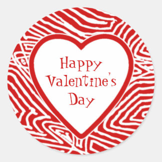 Happy Valentines Heart Runder Aufkleber