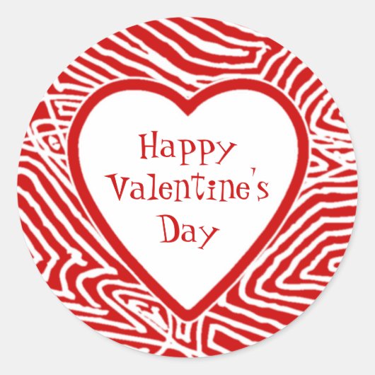 Happy Valentines Heart Runder Aufkleber (Vorderseite)