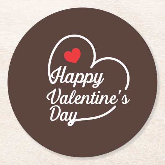 Happy Valentine's Heart Swash ID734 Runder Pappuntersetzer (Vorderseite)