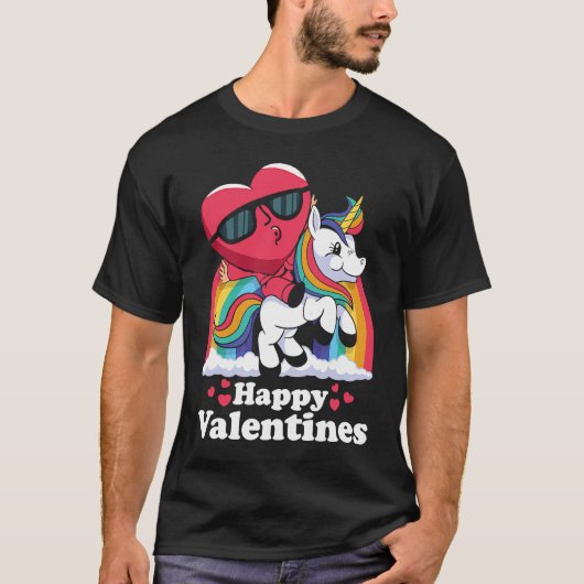 Happy Valentines Heart Unicorn T-Shirt (Vorderseite)