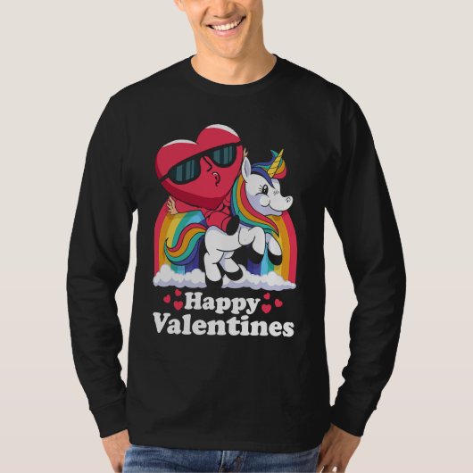 Happy Valentines Heart Unicorn T-Shirt (Vorderseite)