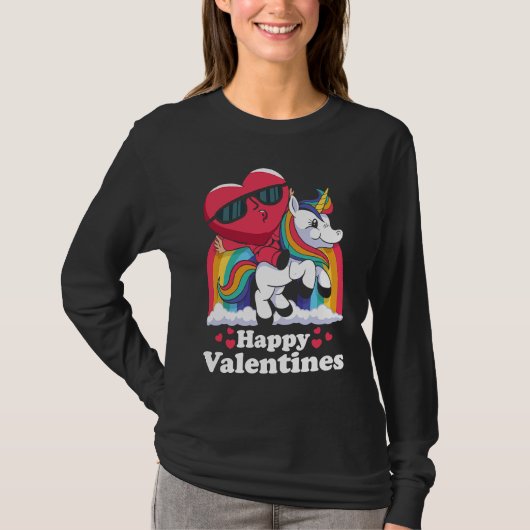 Happy Valentines Heart Unicorn T-Shirt (Vorderseite)