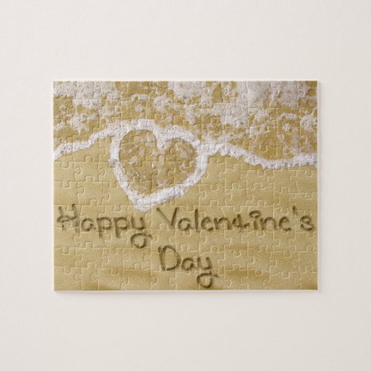 "Happy Valentine's" Herz geschrieben in Sand Puzzle (Horizontal)