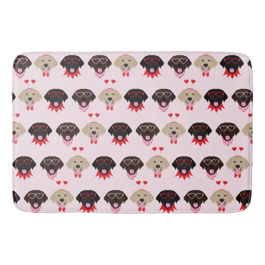 Happy Valentines Labrador Retriever Hunde Badematte (Vorderseite)