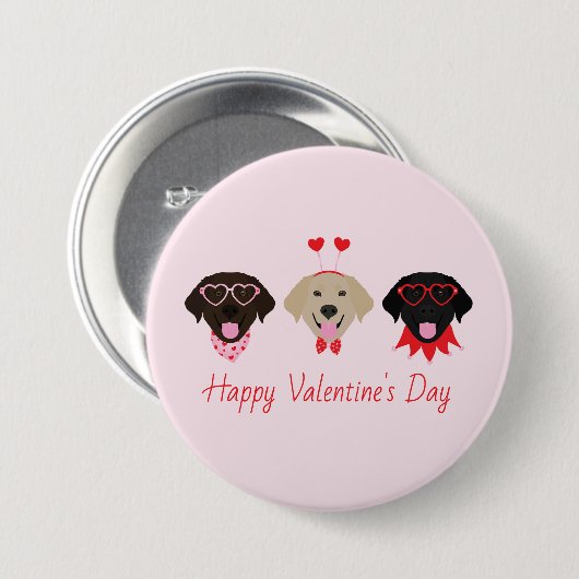 Happy Valentines Labrador Retriever Hunde Button (Vorne & Hinten)