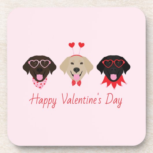 Happy Valentines Labrador Retriever Hunde Getränkeuntersetzer (Vorderseite)