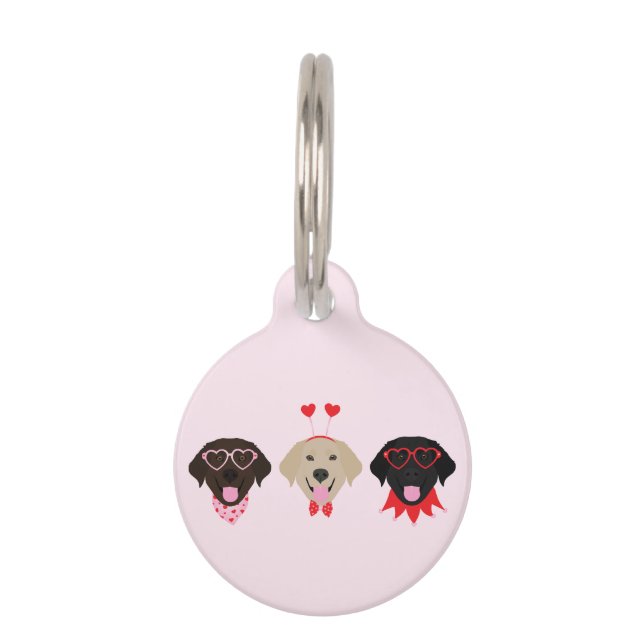 Happy Valentines Labrador Retriever Hunde Haustiermarke (Vorderseite)