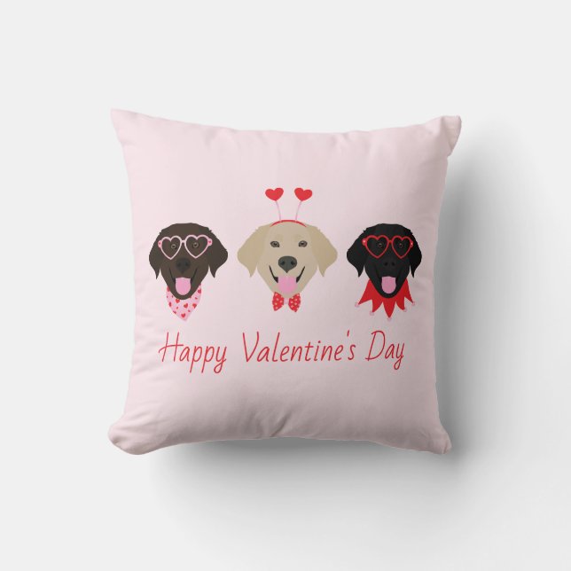 Happy Valentines Labrador Retriever Hunde Kissen (Vorderseite)