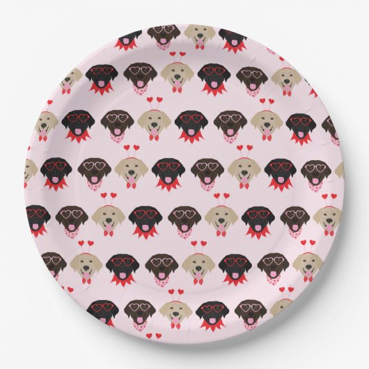 Happy Valentines Labrador Retriever Hunde Pappteller (Vorderseite)