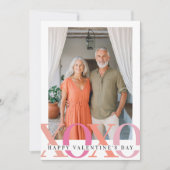 Happy Valentines Modern Pink Foto Feiertagskarte (Vorderseite)
