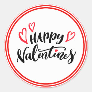 Happy Valentines Modern Typografy Design Runder Aufkleber
