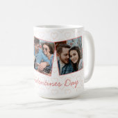 Happy Valentines Niedlich 3 Foto Herzmuster Kaffeetasse (VorderseiteRechts)