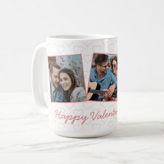 Happy Valentines Niedlich 3 Foto Herzmuster Kaffeetasse (Vorderseite Links)
