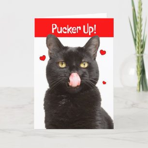 Happy Valentines packen Katze mit Zunge heraus Feiertagskarte