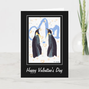 Happy Valentine's Penguins Greeting Card Feiertagskarte