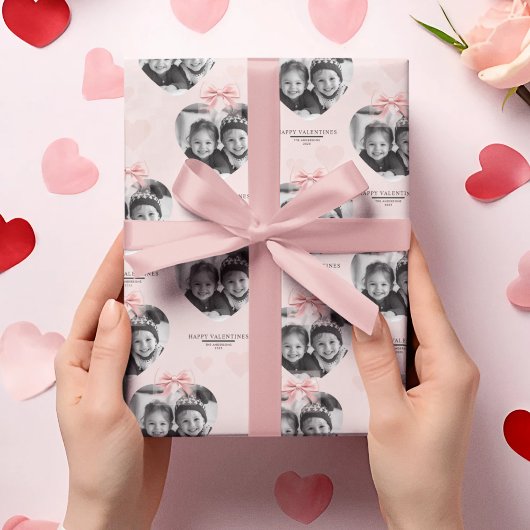 Happy Valentine's Personalisiert Heart Foto Pastel Geschenkpapier
