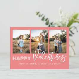 Happy Valentines Pink Foto Collage Family Card Feiertagskarte