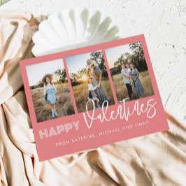 Happy Valentines Pink Foto Collage Family Card Feiertagskarte