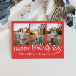 Happy Valentines Red Foto Collage Family Card Feiertagskarte