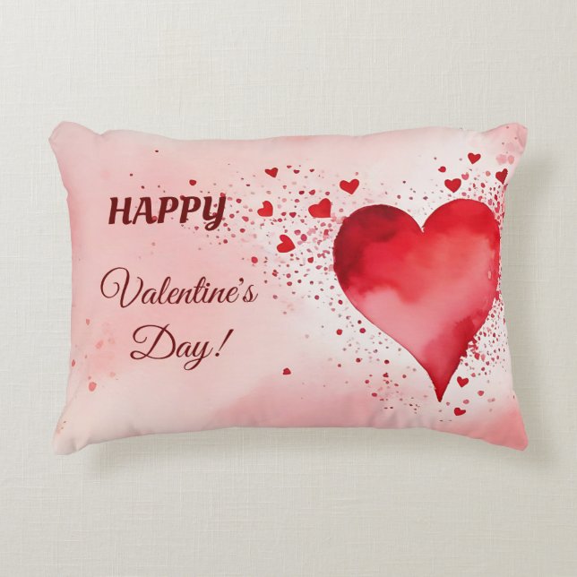 Happy Valentines Red Heart Dekokissen (Vorderseite)