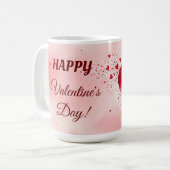 Happy Valentines Red Heart Kaffeetasse (Vorderseite Links)