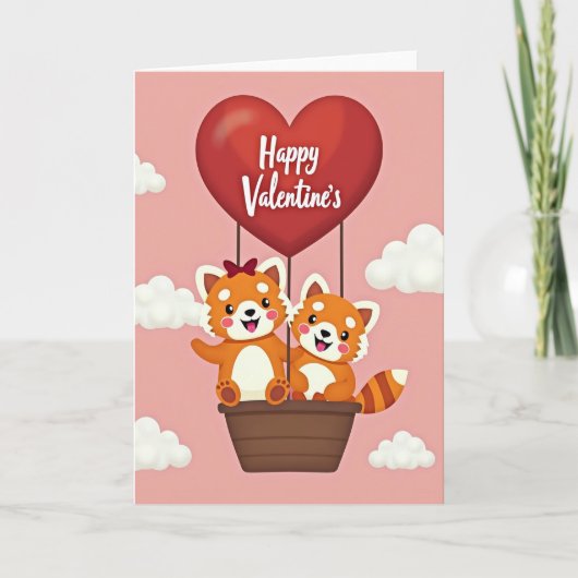 Happy Valentines Red Panda Card Karte (Vorderseite)