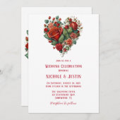 Happy Valentine's Rose Hochzeit Einladung (Vorne/Hinten)