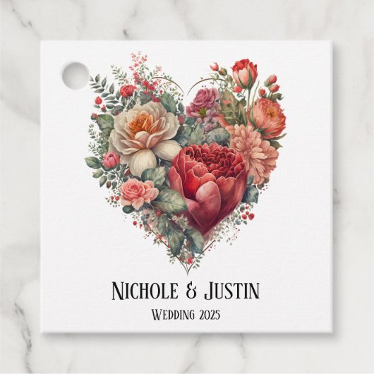 Happy Valentine's Rose Hochzeit Geschenkanhänger (Vorderseite)