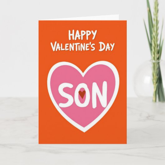 Happy Valentines Son Brush Heart Card Karte (Vorderseite)