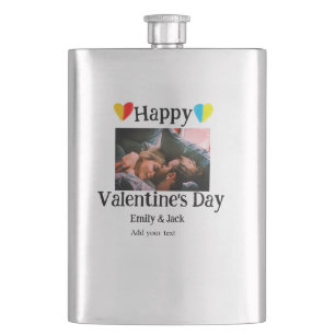 Happy valentine's Tag fügen Sie Pärchen Namen Foto Flachmann