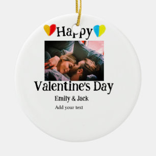 Happy valentine's Tag fügen Sie Pärchen Namen Foto Keramik Ornament