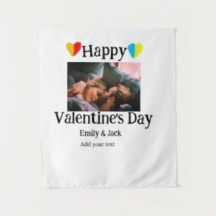 Happy valentine's Tag fügen Sie Pärchen Namen Foto Wandteppich