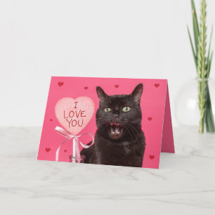 Happy Valentines Tag I Liebe Du Funny Talking Katz Feiertagskarte