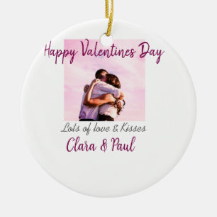 Happy Valentines Tag moderne Küsse Liebe Name p Keramik Ornament