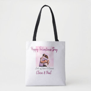 Happy Valentines Tag moderne Küsse Liebe Name p Tasche