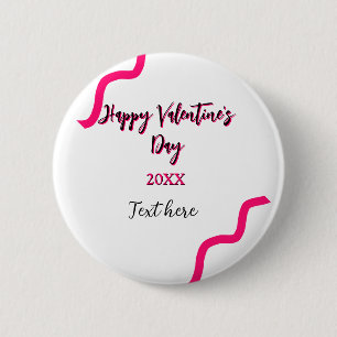 Happy Valentine's Tag rosa schwarze Spiralfett let Button