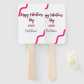 Happy Valentine's Tag rosa schwarze Spiralfett let Fächer (Vorne und Hinten)