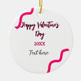 Happy Valentine's Tag rosa schwarze Spiralfett let Keramik Ornament