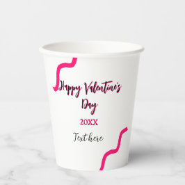 Happy Valentine's Tag rosa schwarze Spiralfett let Pappbecher