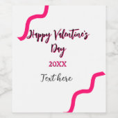 Happy Valentine's Tag rosa schwarze Spiralfett let Weinetikett (Einzelnes Label)