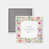 Happy Valentines Watercolor Floral Liebe Ihr Name Magnet (Vorderseite/Rückseite)
