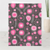 Happy Valentines Whimsical Pink Herzen Blume Name Karte (Rückseite)